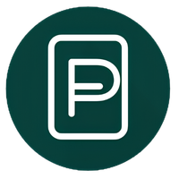 White parking symbol on a green background