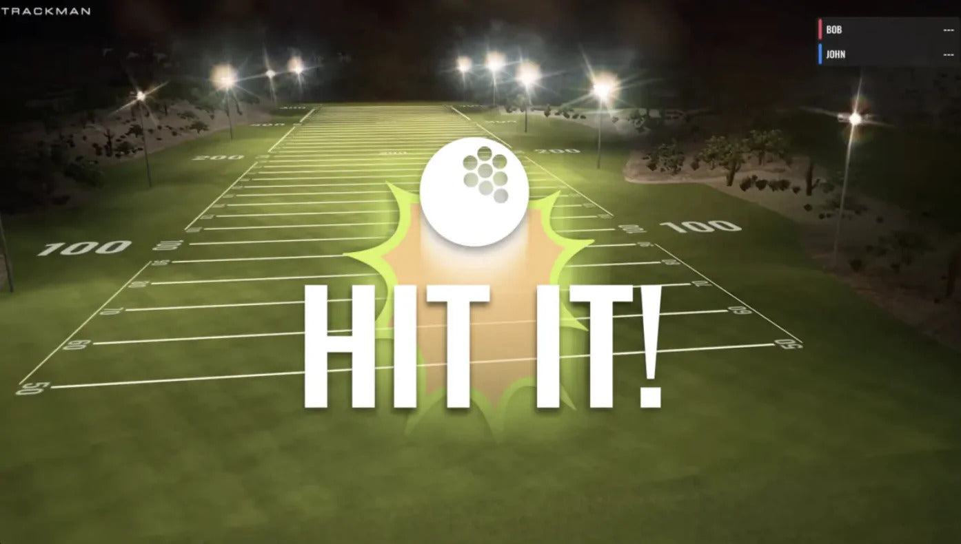 Football field with a ball and 'HIT IT!' text, likely from a sports simulation game.