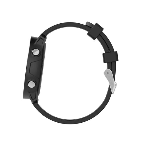 Black bracelet with metal clasp on a white background